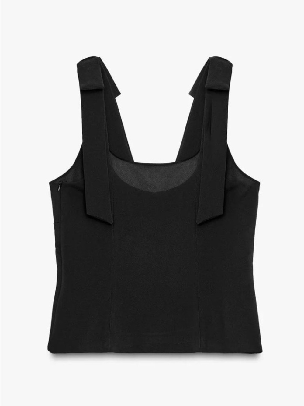 Black Tie-Shoulder Top
